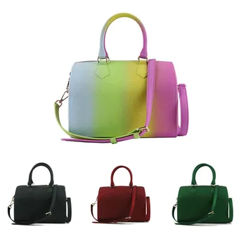 

Jelly Bag Matte Toothpick Pattern Boston Handbag PVC Large Capacity Shoulder Messenger Portable Pillow Bag Purse and Handbags