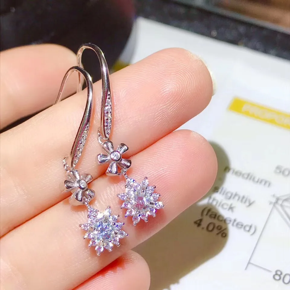 BOEYCJR 925 серебро 0.2ct 3,5 мм D Цвет Moissanite VVS ювелирное изделие с бриллиантом висячие серьги с национальным сертификатом для женщин подарок