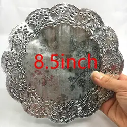 Elegant Round Gold & Silver Lace Doily Paper Placemats - Set of 20 Decorative Tableware Mats - As picture (8.5 silver 20pcs)