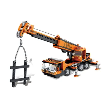 

475Pcs Small Particle Engineering Vehicle DIY Construction Toy Brain Toy For Children Educational Toys Birthday Gift- Two Cranes