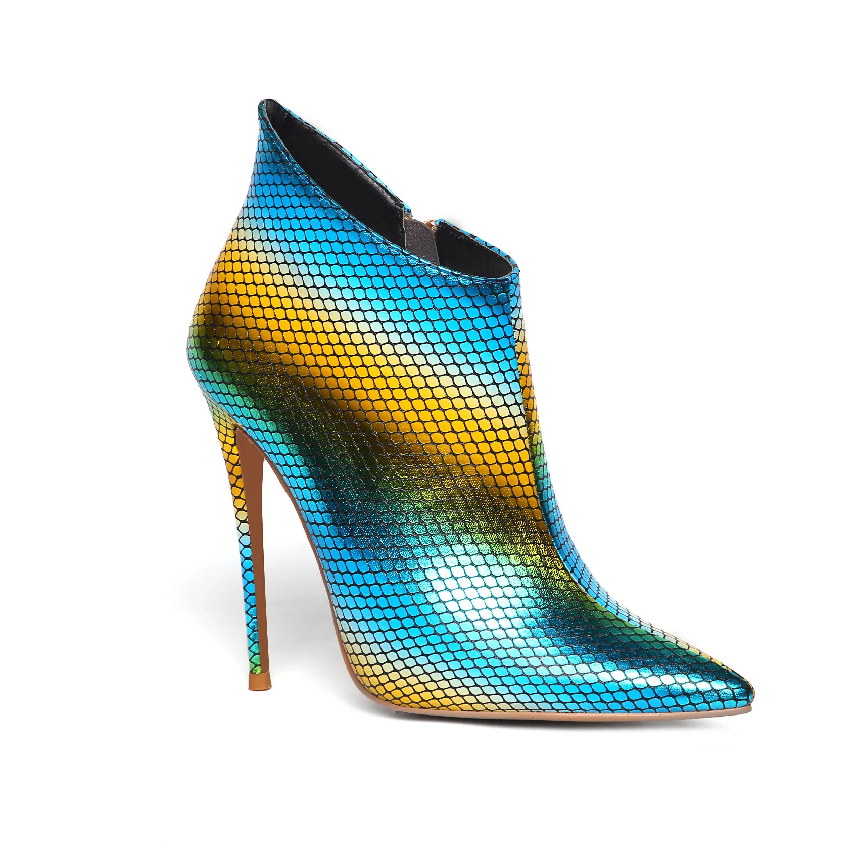 

Sexy Ankle Booties 2019 Sexy Pointed Toe Thin Heels Women Ankle Boots Mixed Colors Zipper Chelsea Boots Night Club Shoes Woman