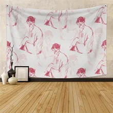 

Laeacco Abstract Character Line Portrait Tapestries Bohemian Hippie Home Polyester Fabric INS Wall Decor Beach Mat Yoga Mat