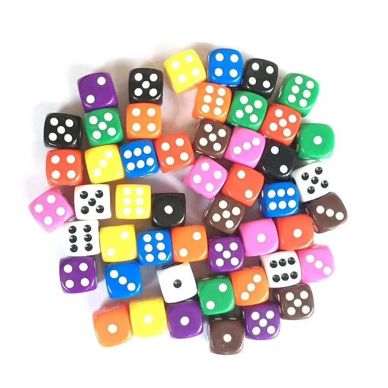 School Dotted Dice Transparent Set of 36 Assorted Colour Dices Party Board Game 