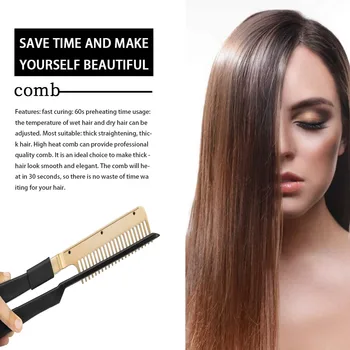 

Hair Straightener Hot Heating Hair Straight Styler 30s Fast Heating Flat Wet Dry Use Brush Comb Corrugation Portable Hair Tools
