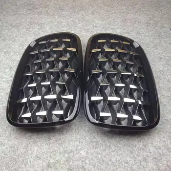 

1 Pair Car Tuning Diamond Front Kidney Grill Grills For X5 E70 X6 E71 2008-2014 ABS Black+Silver Mesh Grille