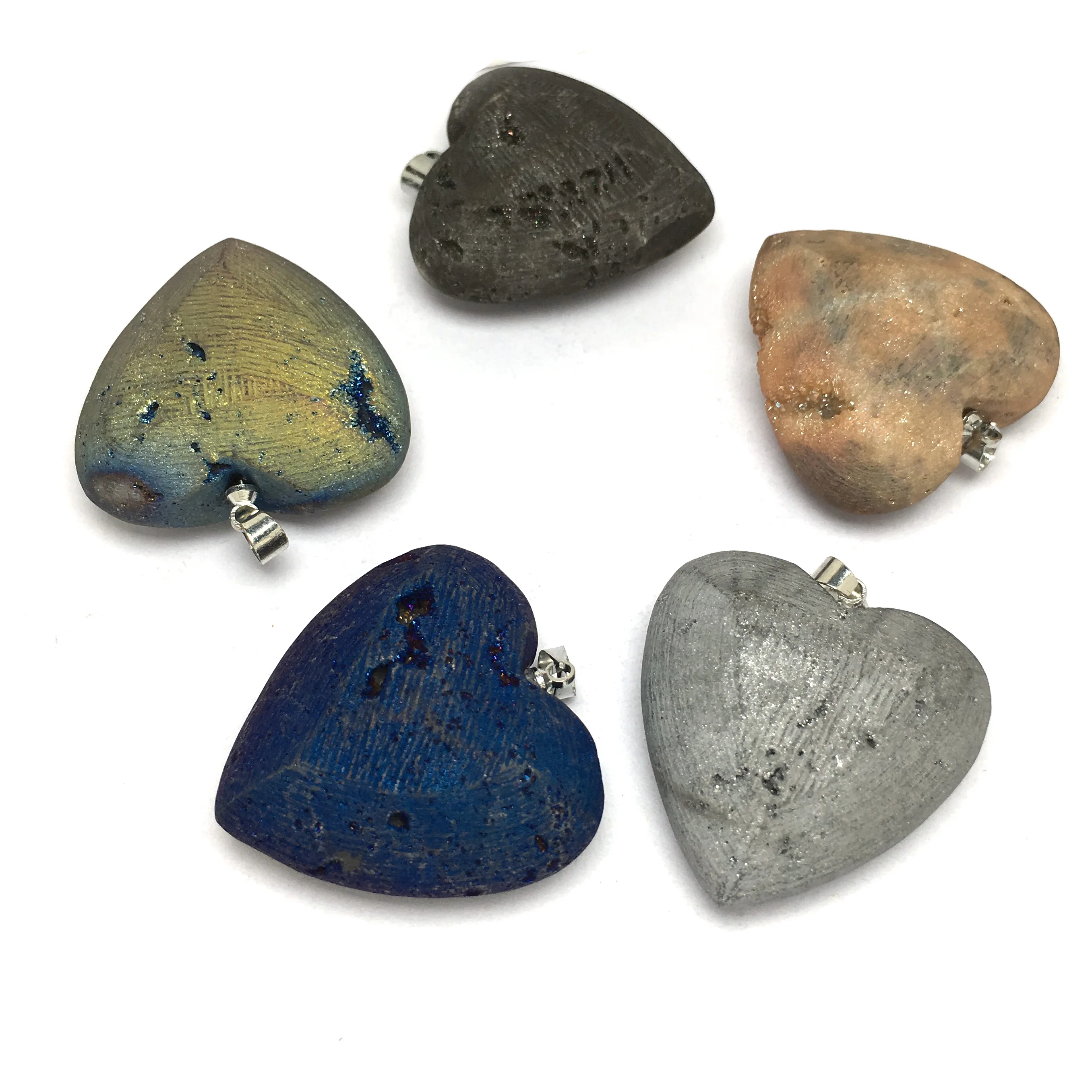 

New Natural Stone Jewelry Heart Shape Rock Stone Pendants & Necklace Charms for Jewelry Making Women Men Jewelry Lucky Pendants
