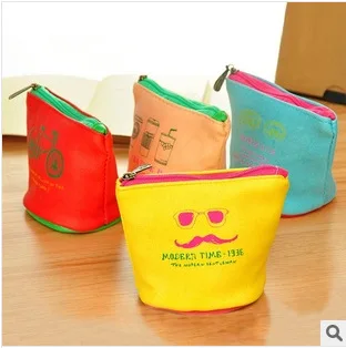 

Tramsparent Base Purse Convenient Cute Color Combination Bag PU Leather Coin Pocket Coin Bag