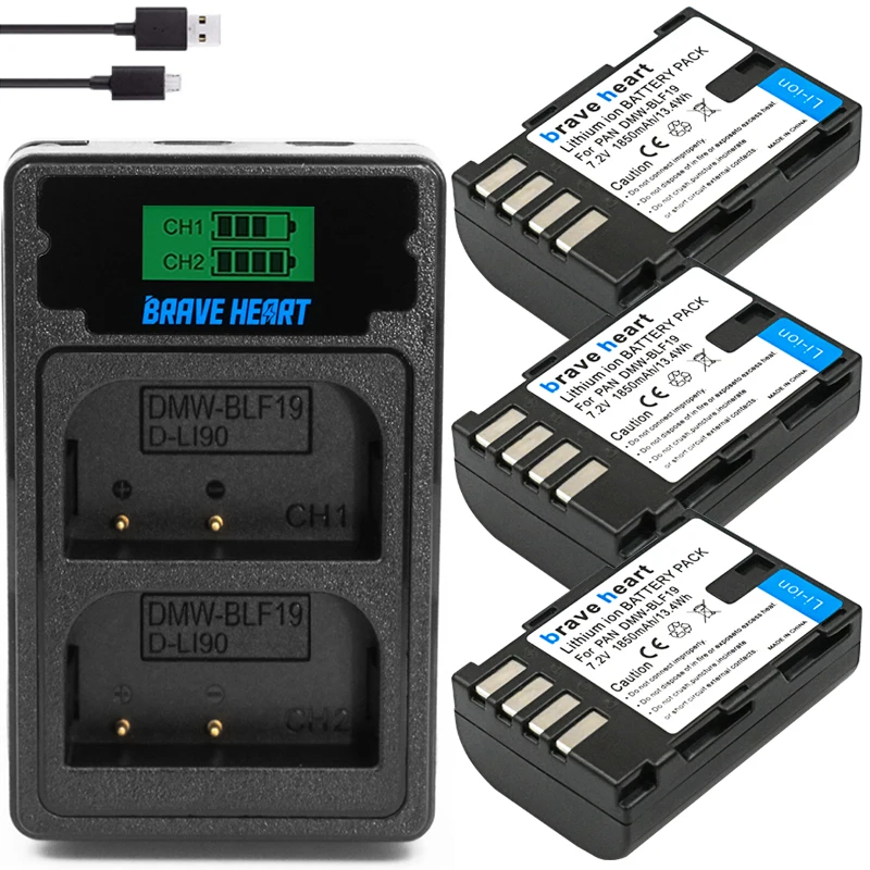 DMW-BLF19 BLF19 BLF19E BLF19e BLF19PP DMW-BLF19PP Camera Battery+LCD USB Charger for Panasonic Lumix GH3 GH4 GH5 G9 | Электроника