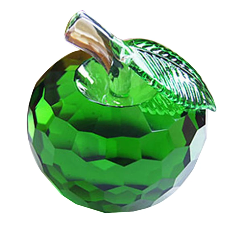 green 1 шт. Хрустальное яблоко, украшение, рождественский подарок, подарок на день рождения, подарок в канун Рождества, граненое цветное Хрустальное яблоко, 4 см, украшения для дома - Цвет: green