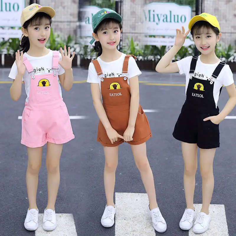 21 Summer Children Girls Clothes 2pcs Set T Shirt Jeans Denim Shorts Overalls Jumpsuit For Girl Kids 6 8 9 10 11 12 13 Years Clothing Sets Aliexpress