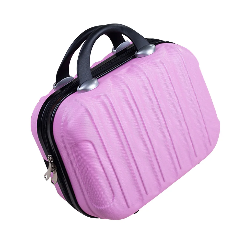 

14 Inch Case Vertical Striped Travel Carrying Simple With Strap Cosmetic Bag Practical Small ABS Suitcase Hard Solid