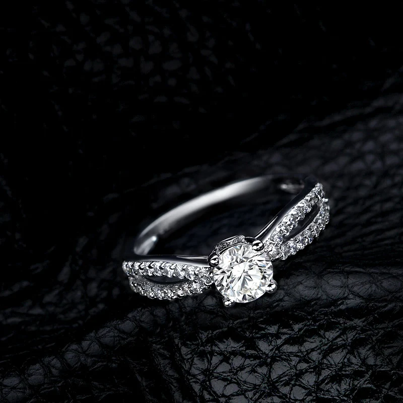 AINUOSHI Трендовое кольцо с бантиком 14 K, однотонное белое/желтое золото, с округлым вырезом, с бриллиантами Sona, Женское Обручальное Кольцо