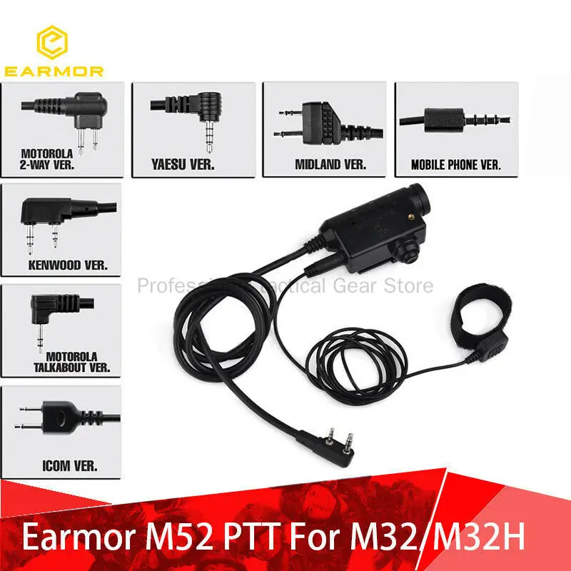 

OPSMEN Earmor M52 Military PTT Headset Adapter Airsoft Push To Talk Tactical Headset PTT for Airsoft Earmor MSA Sordin/3M Peltor