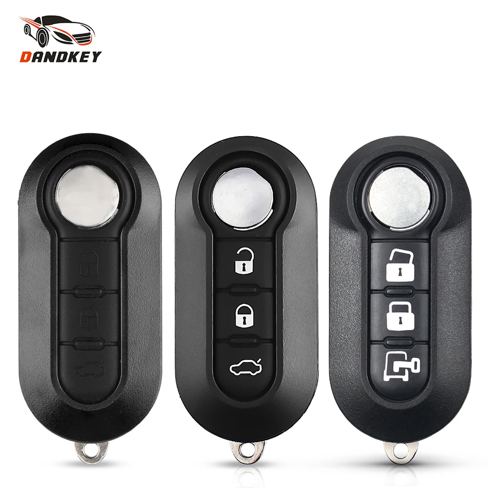 3 Buttons Rubber Pad Fob Flip Folding Blank Key Shell For Fiat 500 Panda Abarth Punto Remote Car Key Case