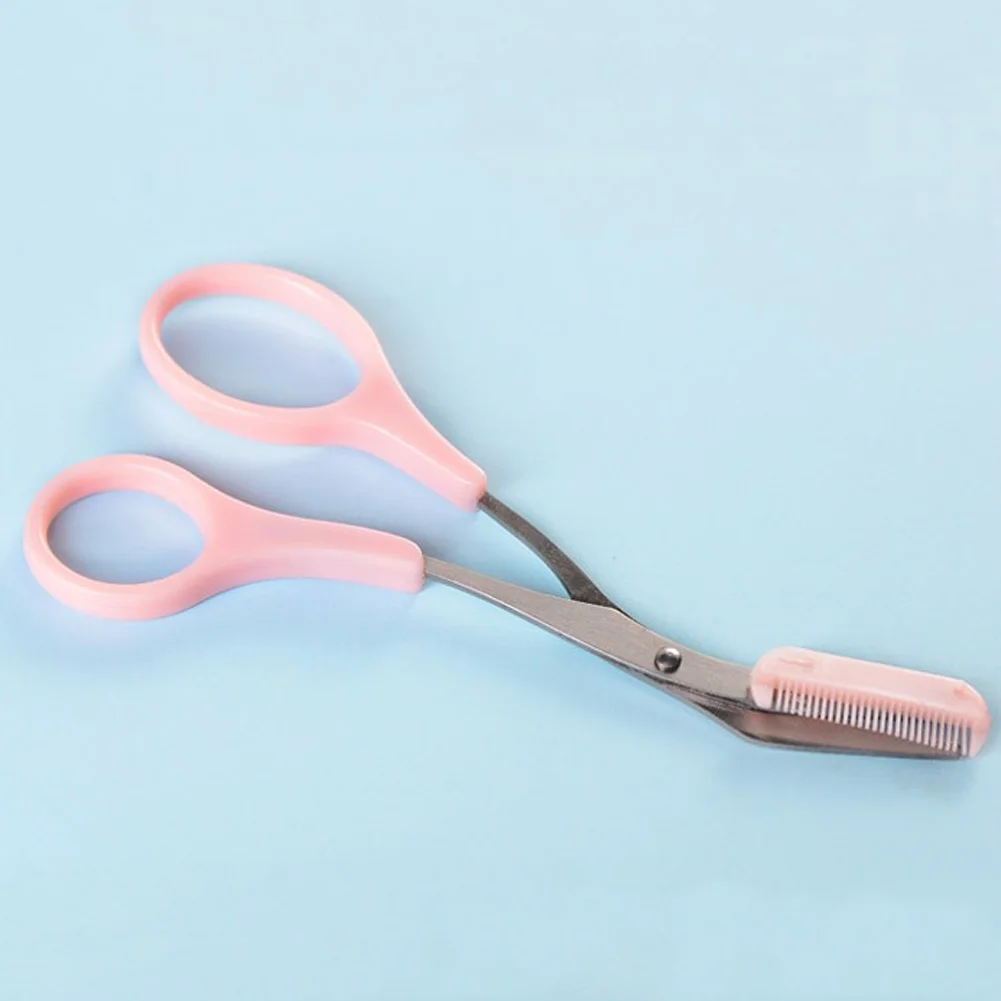 Pink Eyebrow Trimmer Scissors With Comb Lady Woman Men Hair Removal Grooming Shaping Shaver eye brow trimmer Eyelash Hair Clips