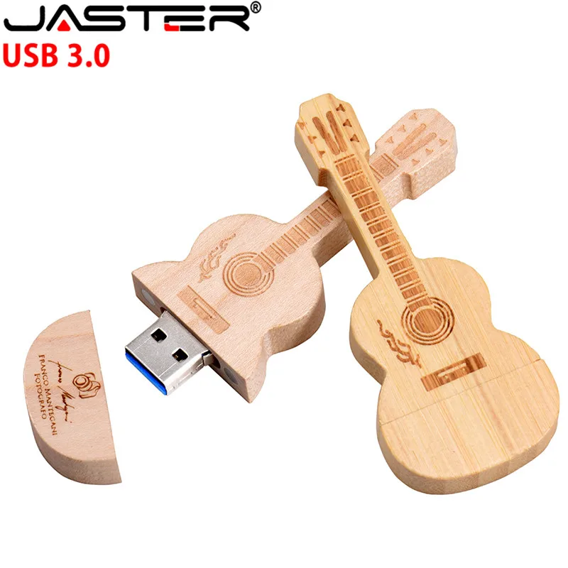 Jaster логотип пользовательские деревянные Флешка в виде гитары Гитарный USB 2,0 flash memory stick 4 GB/8 GB/16 GB/32 GB/64 GB Подарочный металлический брелок для ключей