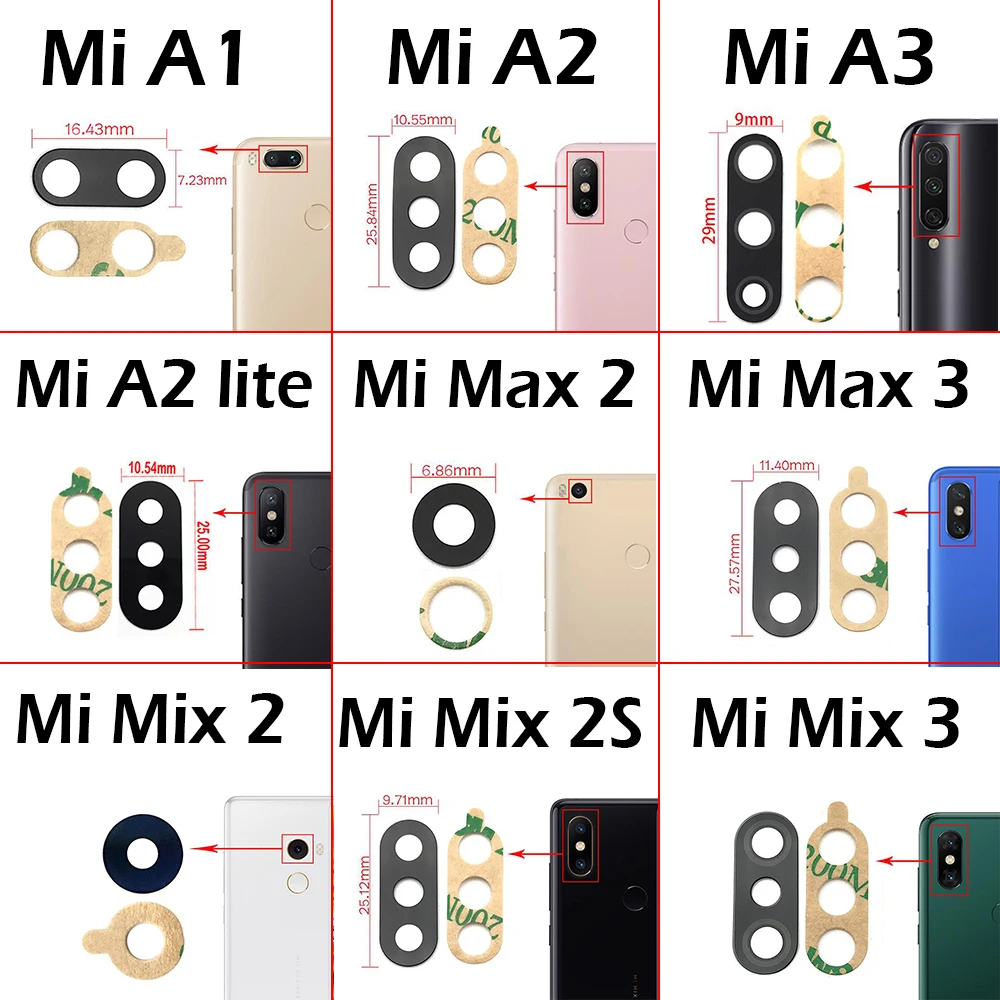 2 шт. запасные части для задней камеры Xiaomi Mi A2 Lite A1 A3 Max 3 Mix 2s | Мобильные телефоны и