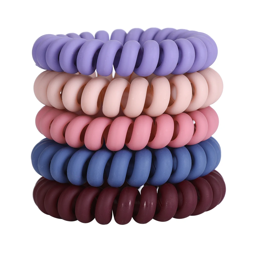 5/10PCS Frosted Colored Telephone Wire Elastic Hair Bands For Girls Headwear Ponytail Holder Rubber Bands Women Hair Accessories cute headbands for women