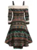 Wipalo Vintage Elegant Gothic Dress Women Plus Size Aesthetic Cold Shoulder Tribal Print High Low Dress Vestidos Party Dresses ► Photo 2/6
