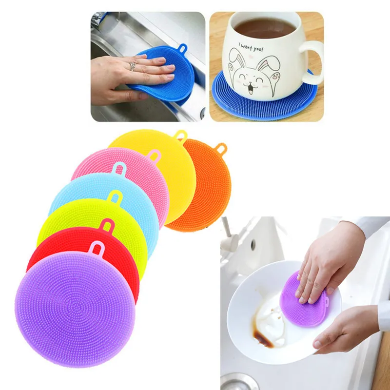 

Sponge Silicone for Bowl Pot Pan Wash Cleaning Brushes Cooking Tool Cleaner Sponges Scouring Pad Silicone Dish Washing Brush