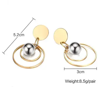 

RUIYI arrival LB39 jewelry birthday gift gold color with stone big 30mm bead shape Simple titanium steel earring