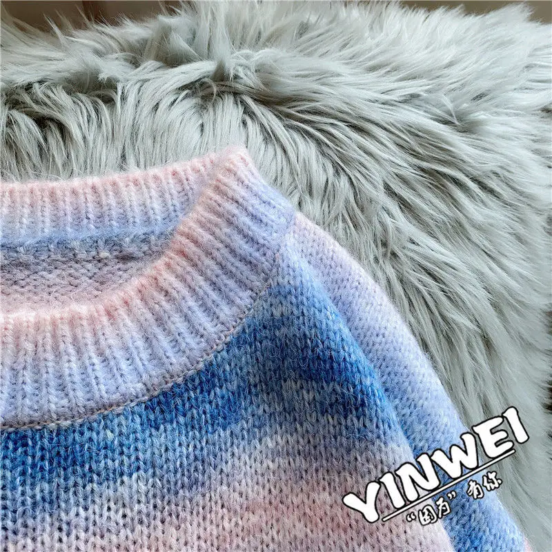 brown sweater Rainbow Cashmere Sweater Women Pullover Spring 2021 Women Sweater Loose College Style Knitted Sweater Top Colorful Thin Section ladies cardigans