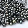 DIY PEARL BEADS,9-14 mm good luster AA tahiti round pearl,100% Nature black tahiti sea pearl loose pearl,half or no hole 1