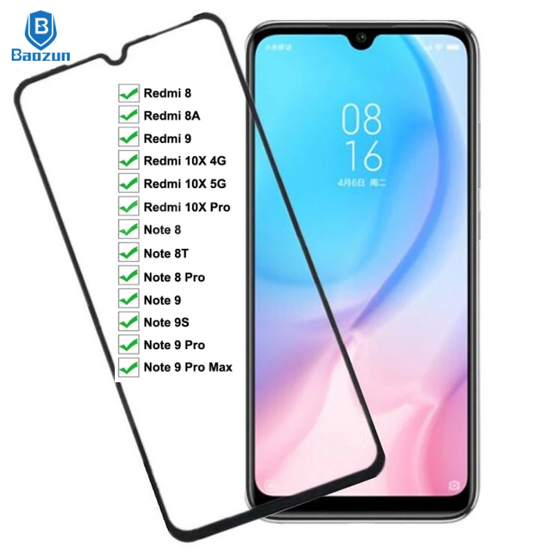 Закаленное стекло 21D для Xiaomi Redmi 9 8 8A 10X Защитное экрана Note 8T 9S Pro Max защитное |
