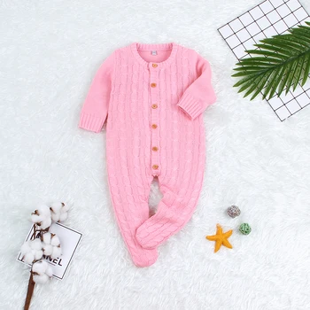 

0-24M Newborn Props Clothes Hood Footed Rompers Baby Boy Costume Knit Outfit Infant Boys Girls Photography Romper