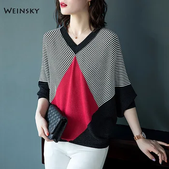 

Women Elegant Thin Knitted Sweater And Pullovers Korean Fashion Style V-Neck Jumper Sweaters 2019 Autumn New Tops