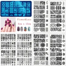 Шаблон для печати ногтей BC кружевной шаблон DIY синяя пленка для печати ногтей лак для ногтей прямоугольная стальная пластина 10