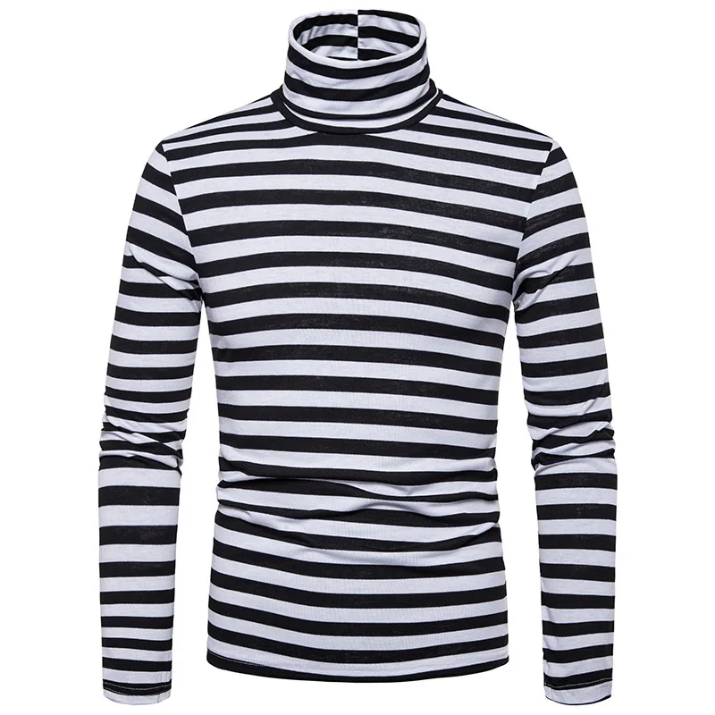 Осень 2019 новинка Мужская футболка большого размера в полоску тонкая с длинным