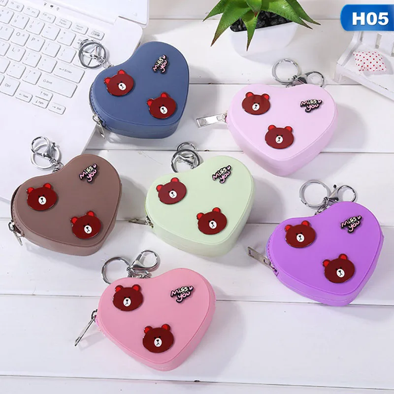 1 шт. милый кошелек для монет с сердечками из ПВХ Детский кошелек для ключей детские украшения Кошельки для монет разные цвета - Цвет: H05