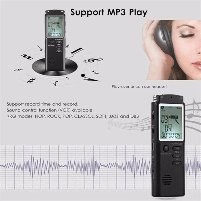 Голосовая активация Мини цифровой звук аудио рекордер Диктофон MP3 плеер 8 16 32 Гб GY88