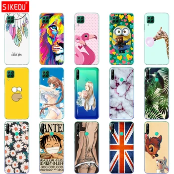 

For Huawei P40 Lite Case Soft Transparent TPU Silicon Phone Cover For Huawei P40 Lite E P40Lite Bumper Coque Back Bear Flower