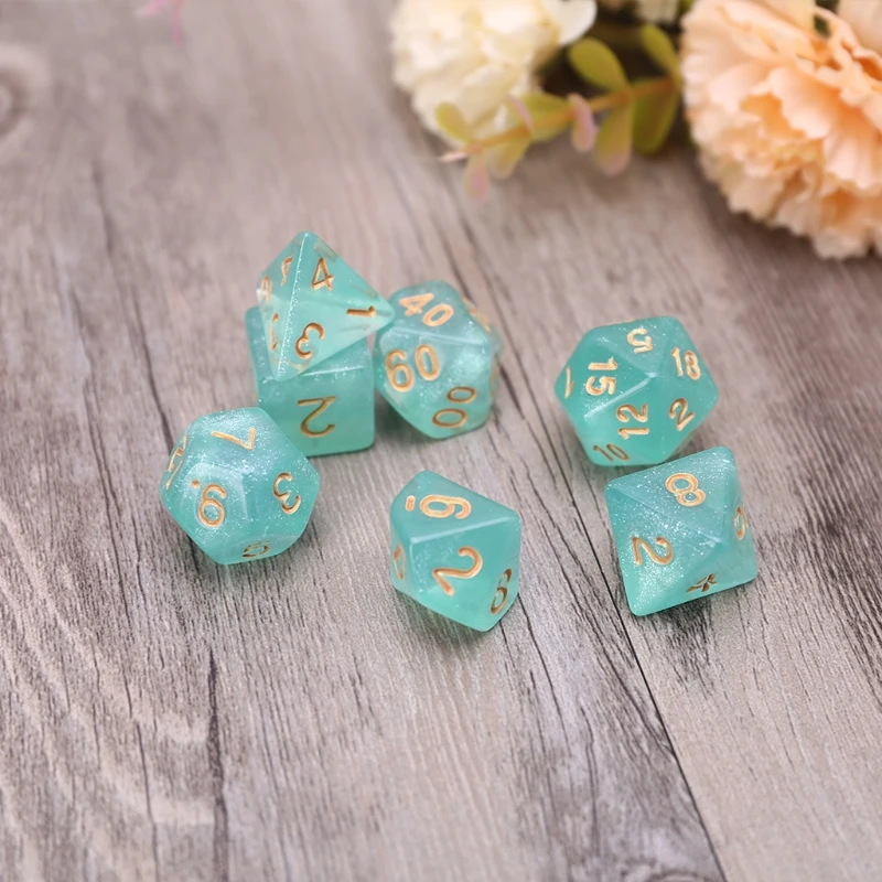 Game Dice Dice Set Acrylic Dice 7pcs D20 Acrylic Polyhedral Glitter Double Colors 20 Sided Dices Table Board Playing Game for Bar Pub Club Party