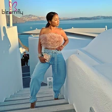 Осенние джинсовые штаны для женщин, ретро джинсы с перекрестной высокой талией, хип-хоп брюки с поясом, повседневные штаны, женские уличные синие брюки