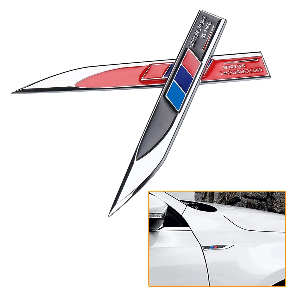 

2PCS Motorsport Sline Car body Side Emblem Badge Sticker For bmw X1 X3 X4 X5 X6 X7 E39 e46 E60 e90 f20 e60 f10 Car accessories