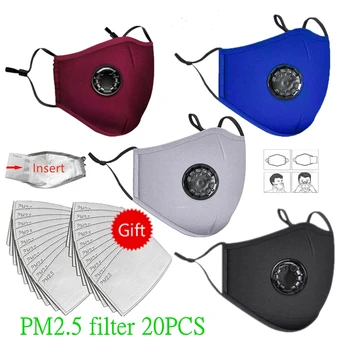 

20PCS filter Mask Unisex Reusable mouth Mask PM2.5 washable Masks multiple colour Mask Face Activated carbon filter