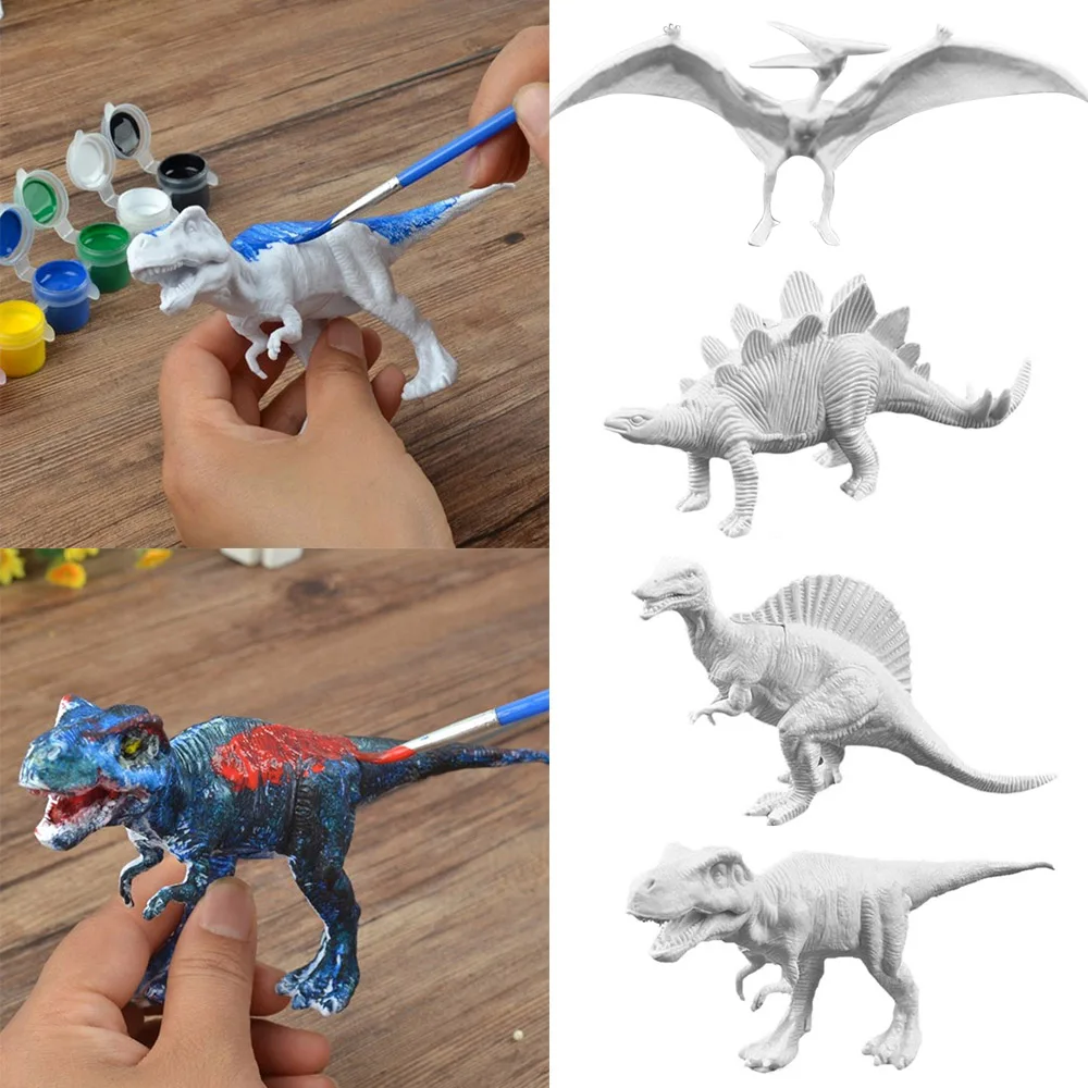 DIY 3D краска ing динозавры фигурки граффити игрушки набор с 6 цветной краской и 1 шт. щетка для детей обучение рисованию DIY игрушка