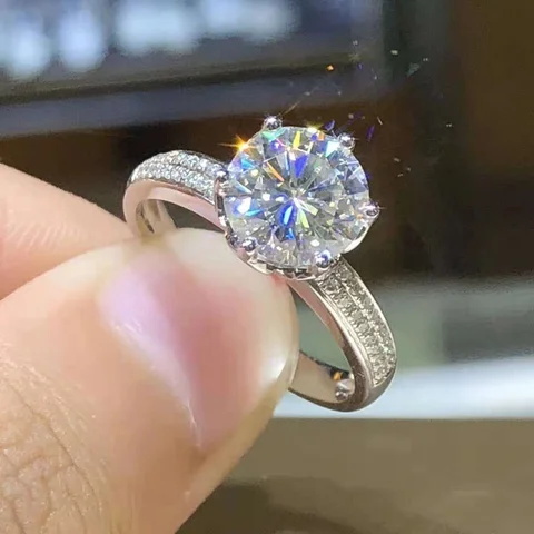 925 Sterling Silver Ring Micro-Inlaid Simulation Diamond Couple Ring Woman Charm Jewelry Engagement Gift