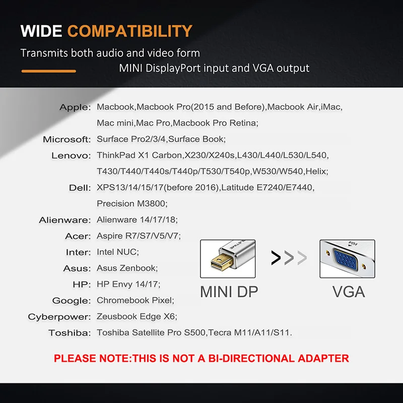 CABLETIME Mini DP DisplayPort to VGA адаптер Mini DP To VGA M/F для 1080P HDTV Macbook/iMac Pro C093