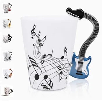 

400 ml Music Coffee Mug Large Capacity Violin Guitar Handle Ceramic Mugs Tea Milk Cup Coffee Mug Creative Design Novelty Gift