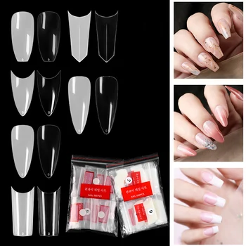 

500 Pcs /Bag False Nails Natural White Clear French Nail Art Artificial Fake Nails Art Acrylic Manicure Tools Tip 10 types Size