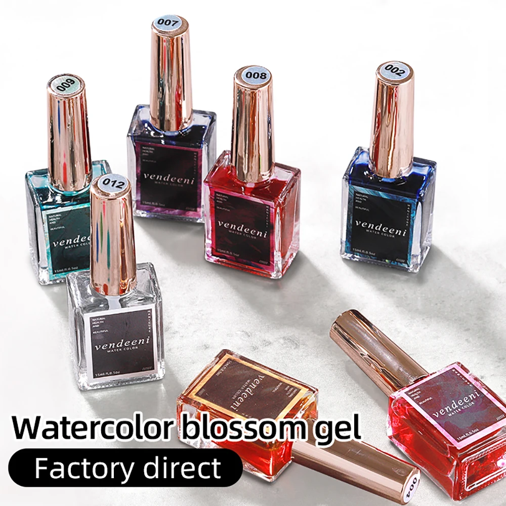 

Vendeeni 15ml Watercolor Ink Blooming Gel Nail Polish Smoke Effect Gel Lacquer Blossom Nail Gel Varnish For Manicure 12 Colors