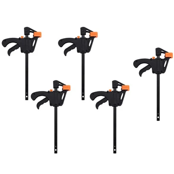 

4 Inch 5Pcs Woodworking Bar F Clamp Clip Hard Grip Quick Ratchet Release DIY Carpentry Hand Vise Tool