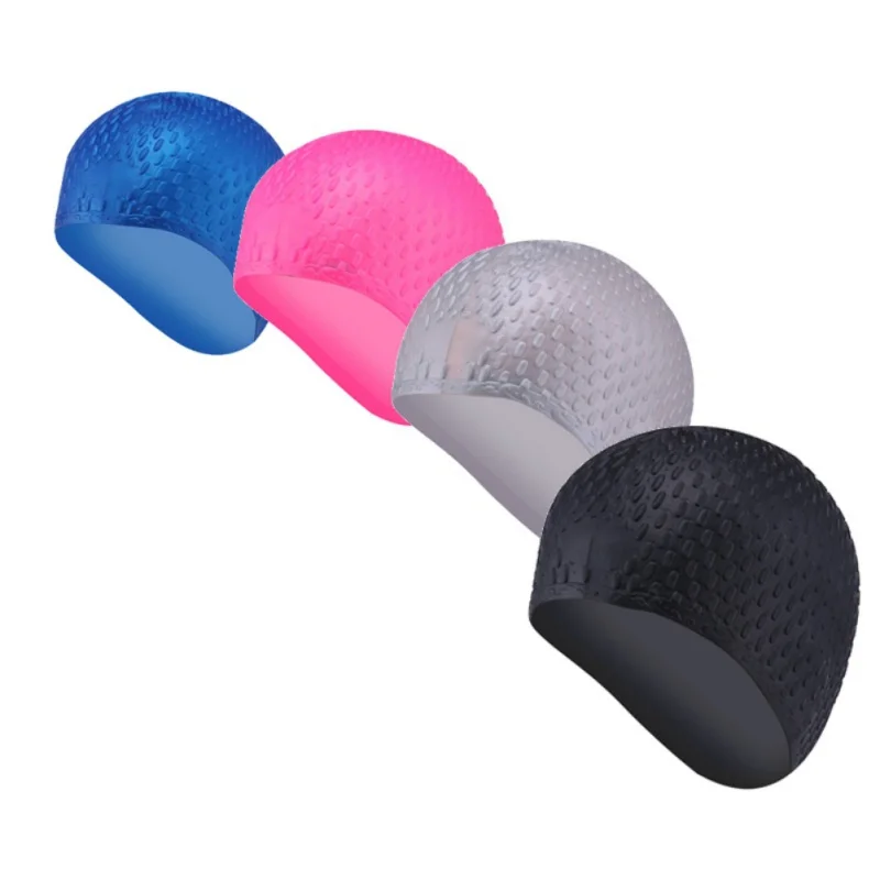 

Soft Silicone Rubber Swimming Cap 3D Ergonomic Design Ear Pockets for Adult Men Women Waterproof Swim Caps Hat