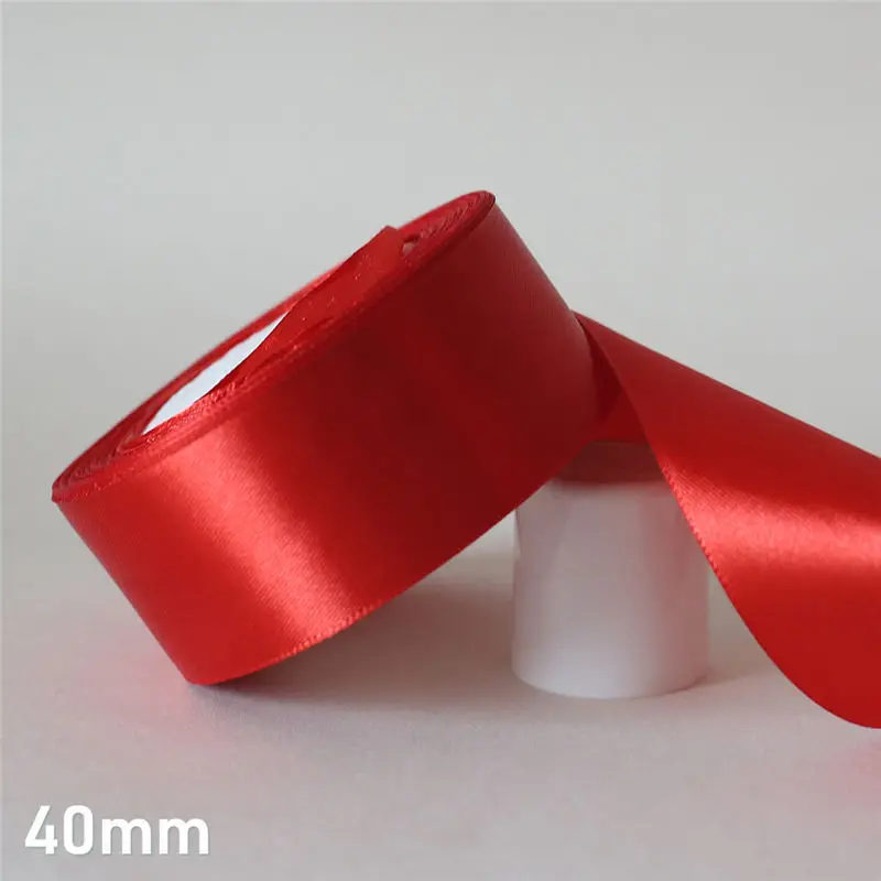 25 ярдов/6 мм-50 мм красный шелковый атлас ленточный материал для поделок для выпускного вечера вечерние украшения Свадебная подарочная коробка упаковка аксессуары D7 - Цвет: 40mm