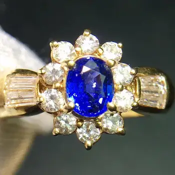 

Fine Jewelry Real 18K Rose Gold 100% Natural Unheat Blue Sapphire 0.71ct Gemstones Sapphire Diamonds Unisex Male's Rings