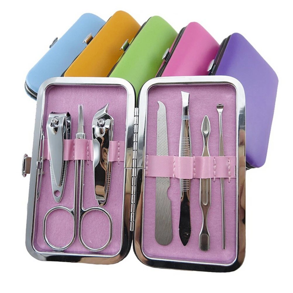 7 Pcs Manicure Travel Nail Care Scissors Clippers Case Set Stainless Steel  Tool Kits